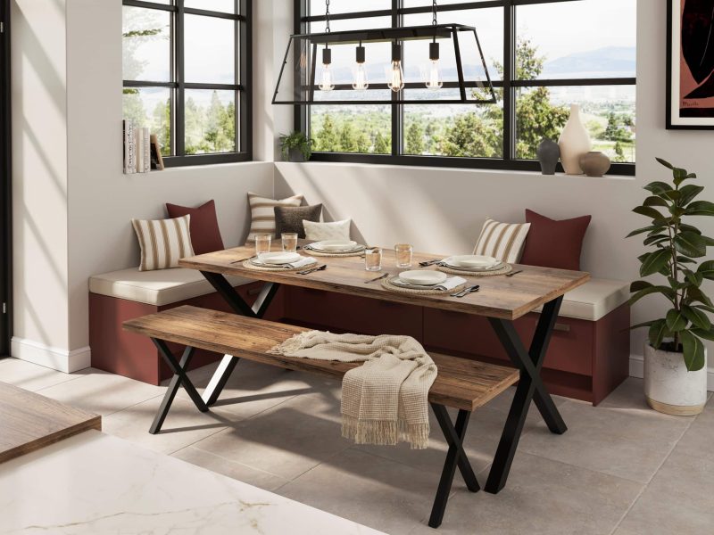 Amalfi Dusty Pink and Rosso with Tuscan Walnut handles (2)