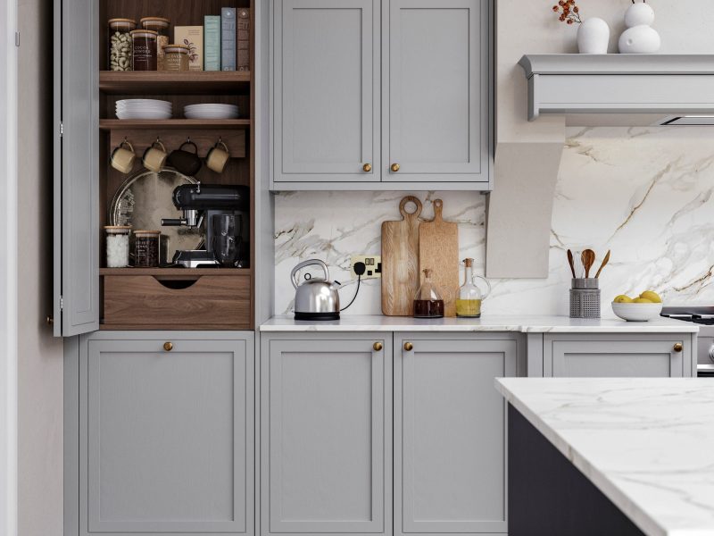 Clifton Light Grey with Tuscan Walnut breakfast dresser (2)