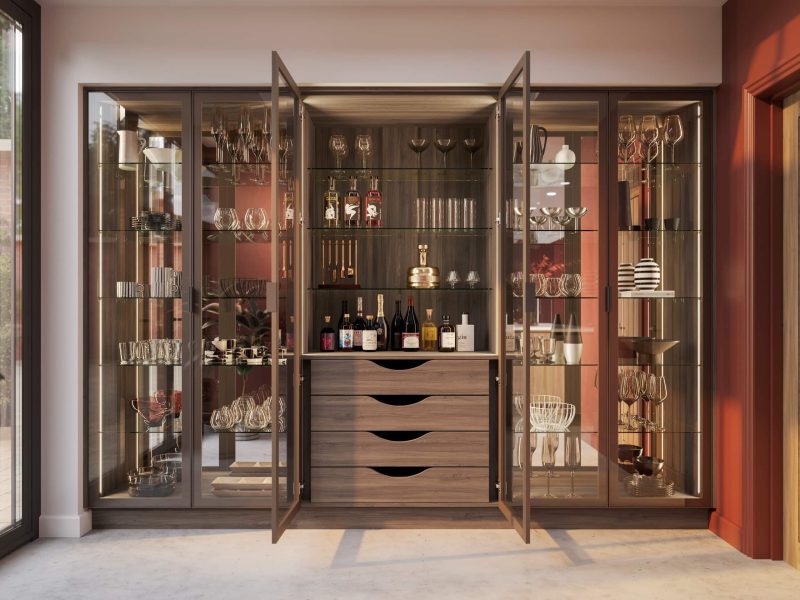 H Line Amalfi Rosso and Madoc Tuscan Walnut with Bronze Smoked Glass doors (2)
