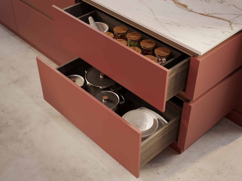 H Line Amalfi Rosso and Madoc Tuscan Walnut with Bronze Smoked Glass doors (3)